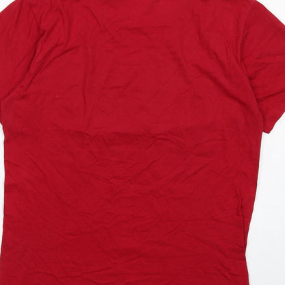 Kaitong Mens Red Cotton T-Shirt Size M Round Neck