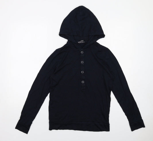 H&M Womens Blue Lyocell Pullover Hoodie Size S Snap