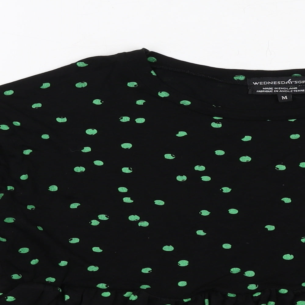 Womens UK Size M Wednesday's Girl Black Basic Blouse