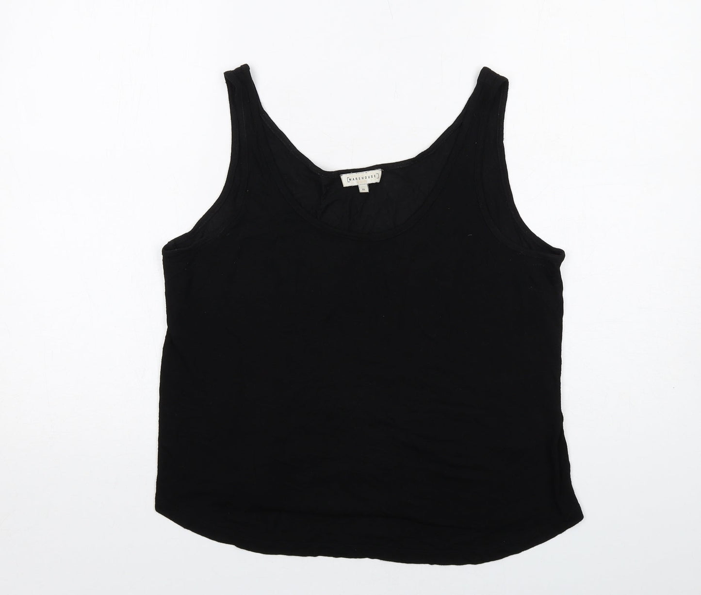 Warehouse Womens Black Viscose Basic Tank Size 10 V-Neck