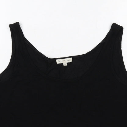 Warehouse Womens Black Viscose Basic Tank Size 10 V-Neck