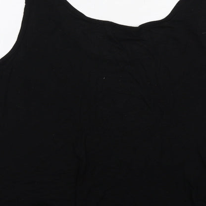 Warehouse Womens Black Viscose Basic Tank Size 10 V-Neck