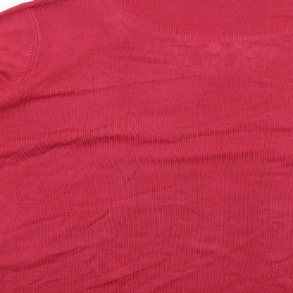 Classic Womens Pink Round Neck Acrylic Pullover Jumper Size 22