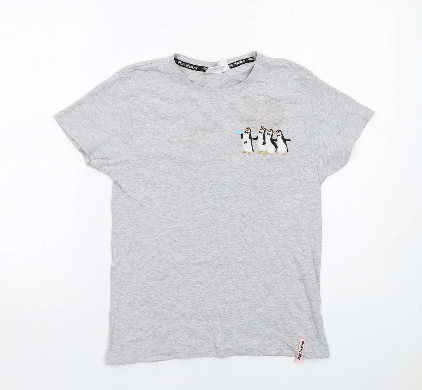 Womens UK Size XS Disney Grey Basic T-Shirt