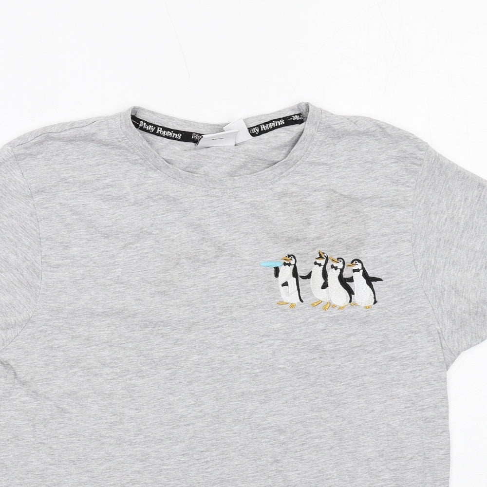 Womens UK Size XS Disney Grey Basic T-Shirt