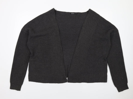 Boohoo Womens Grey V-Neck Acrylic Cardigan Jumper Size S