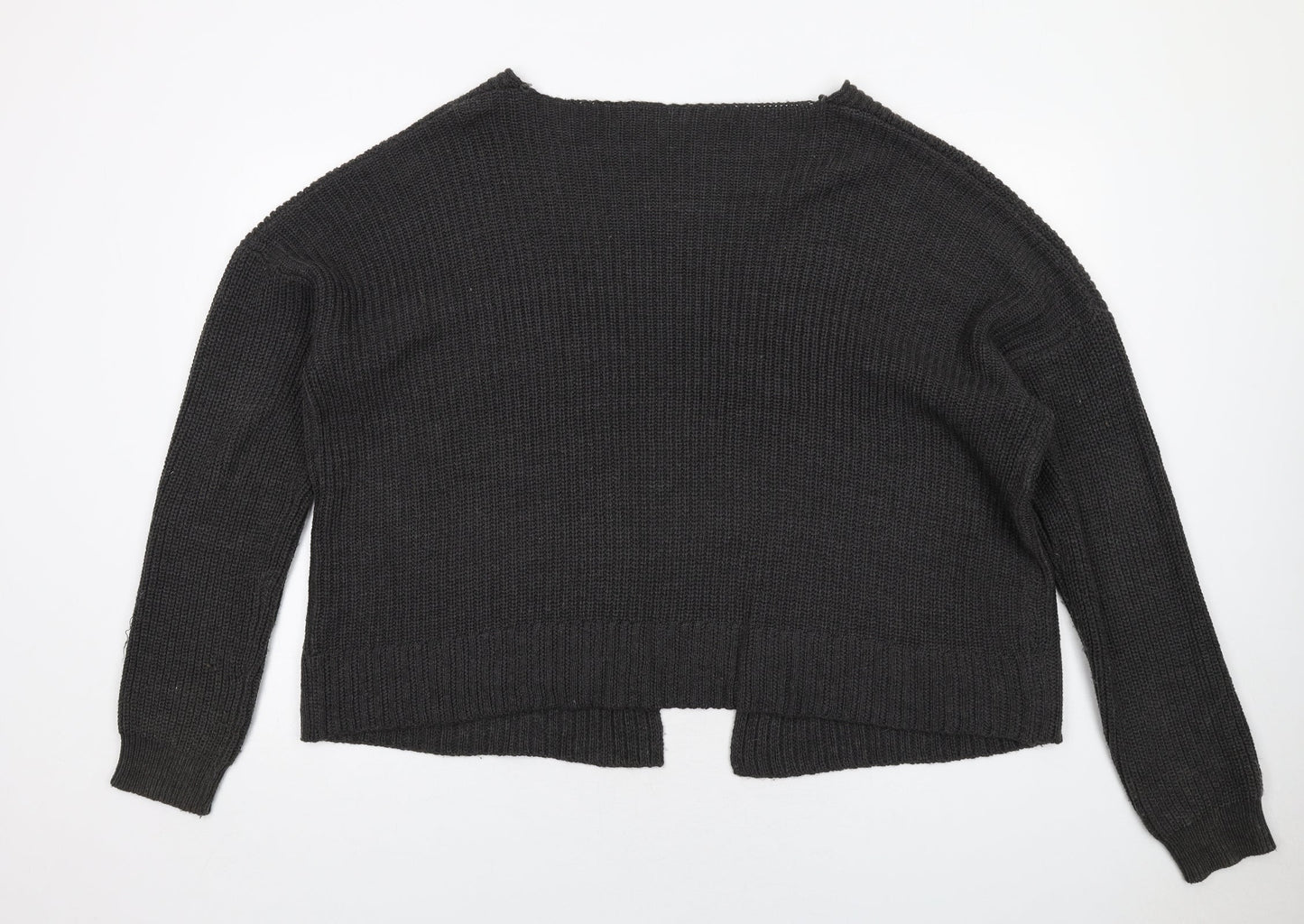 Boohoo Womens Grey V-Neck Acrylic Cardigan Jumper Size S