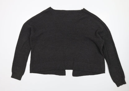 Boohoo Womens Grey V-Neck Acrylic Cardigan Jumper Size S