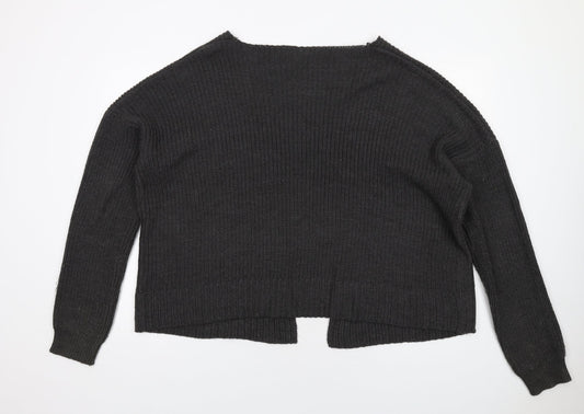 Boohoo Womens Grey V-Neck Acrylic Cardigan Jumper Size S