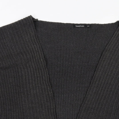 Boohoo Womens Grey V-Neck Acrylic Cardigan Jumper Size S