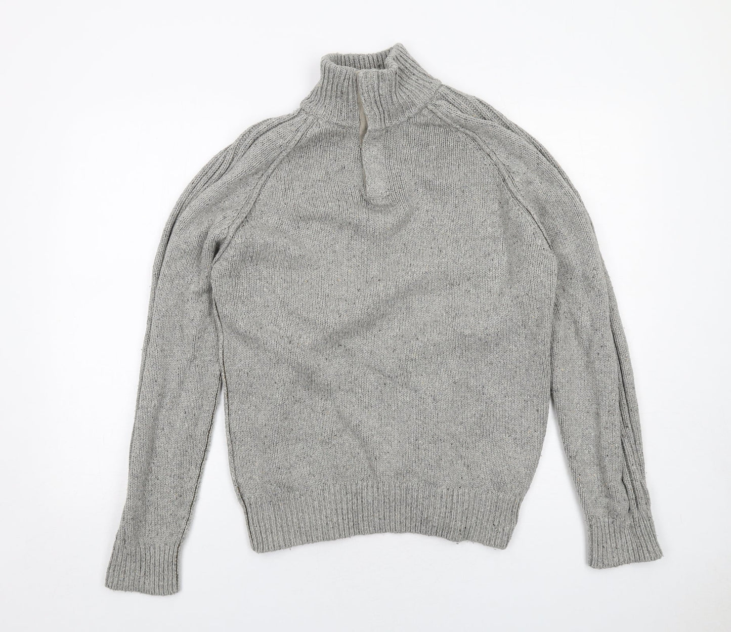 North Coast Mens Grey High Neck Cotton Pullover Jumper Size M Long Sleeve