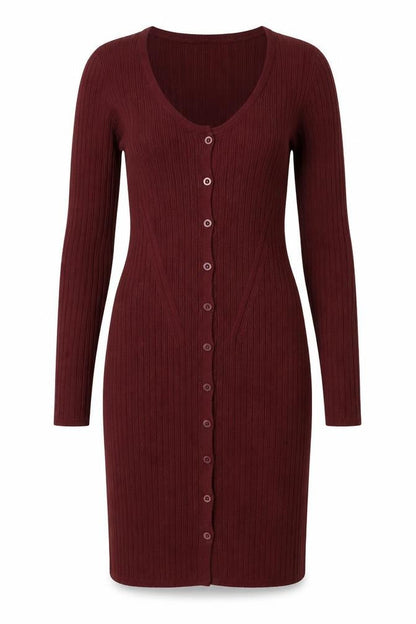 ASOS Womens Red Acrylic Jumper Dress Size 2 Scoop Neck Button