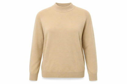 Classics Womens Beige Mock Neck Acrylic Pullover Jumper Size 14