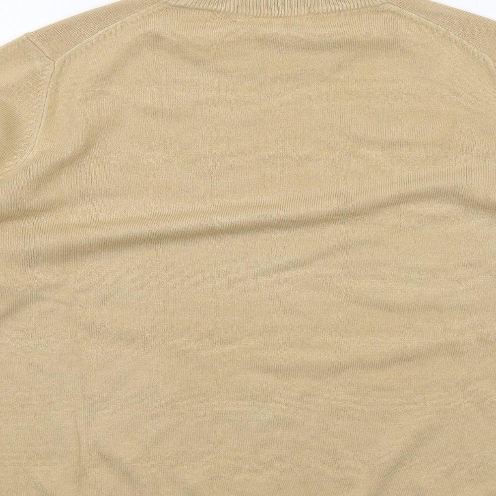 Classic Womens Beige Mock Neck Acrylic Pullover Jumper Size 14