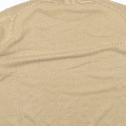 Classic Womens Beige Mock Neck Acrylic Pullover Jumper Size 14