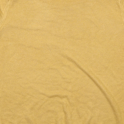 Classic Womens Yellow Round Neck Acrylic Pullover Jumper Size 16