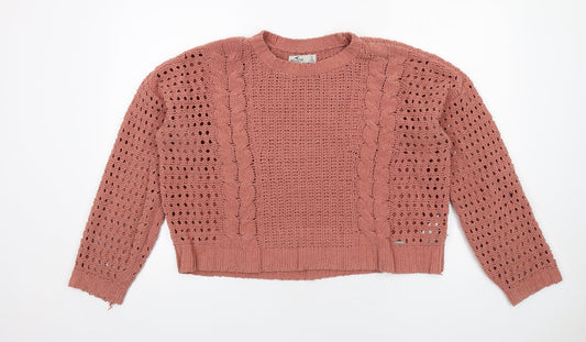 Womens UK Size S Hollister Pink Pullover Jumper
