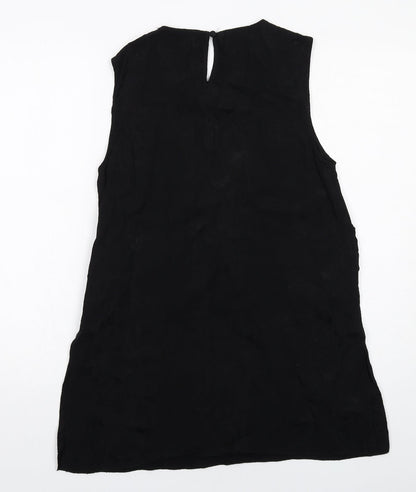 Zara Womens Black Viscose A-Line Size M Round Neck Button
