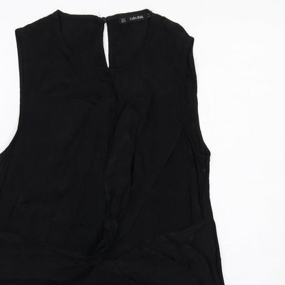 Zara Womens Black Viscose A-Line Size M Round Neck Button