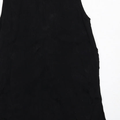 Zara Womens Black Viscose A-Line Size M Round Neck Button
