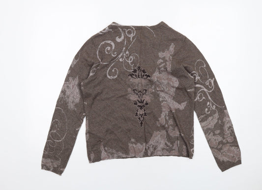 Gerry Weber Womens Brown Round Neck Viscose Cardigan Jumper Size 12