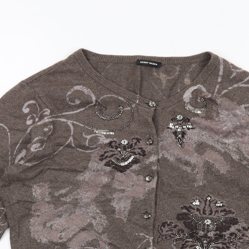 Womens UK Size 12 Gerry Weber Brown Cardigan Jumper