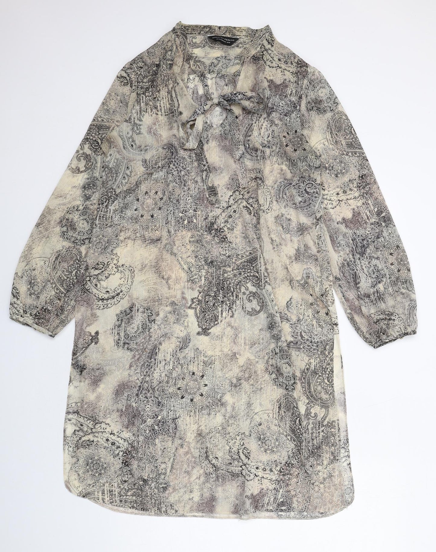 Dorothy Perkins Womens Beige Geometric Polyester A-Line Size 16 Round Neck Pullover