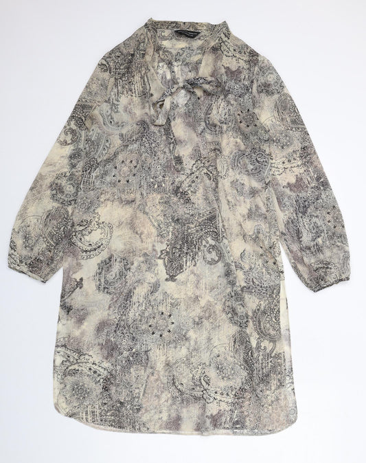 Dorothy Perkins Womens Beige Geometric Polyester A-Line Size 16 Round Neck Pullover