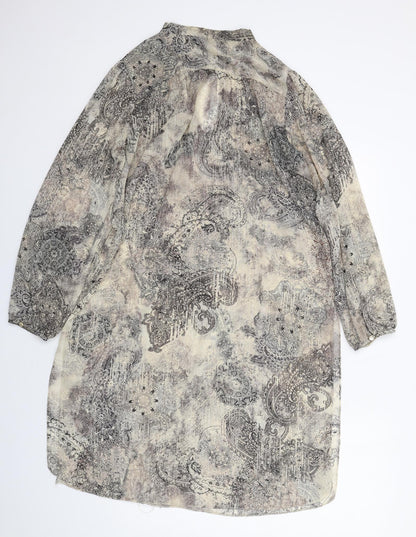 Dorothy Perkins Womens Beige Geometric Polyester A-Line Size 16 Round Neck Pullover