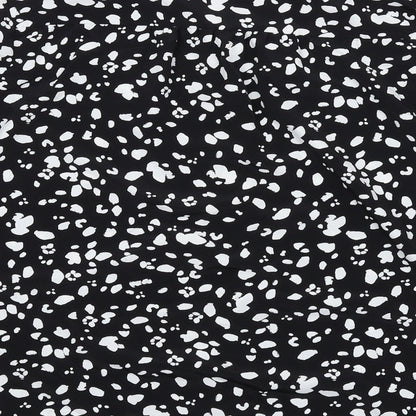 M&Co Womens Black Geometric Polyester Basic Button-Up Size 12 Round Neck