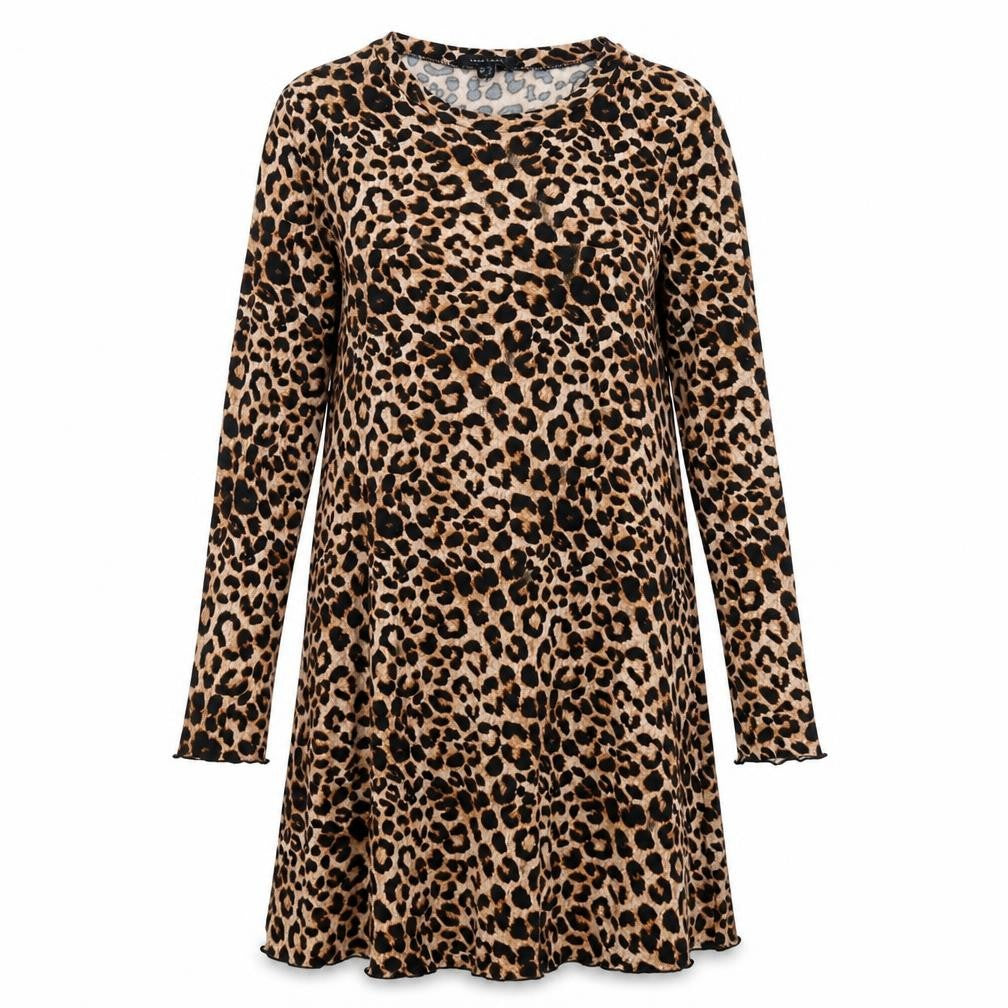 New Look Womens Brown Animal Print Polyester Ball Gown Size 10 Round Neck Pullover - Leopard pattern