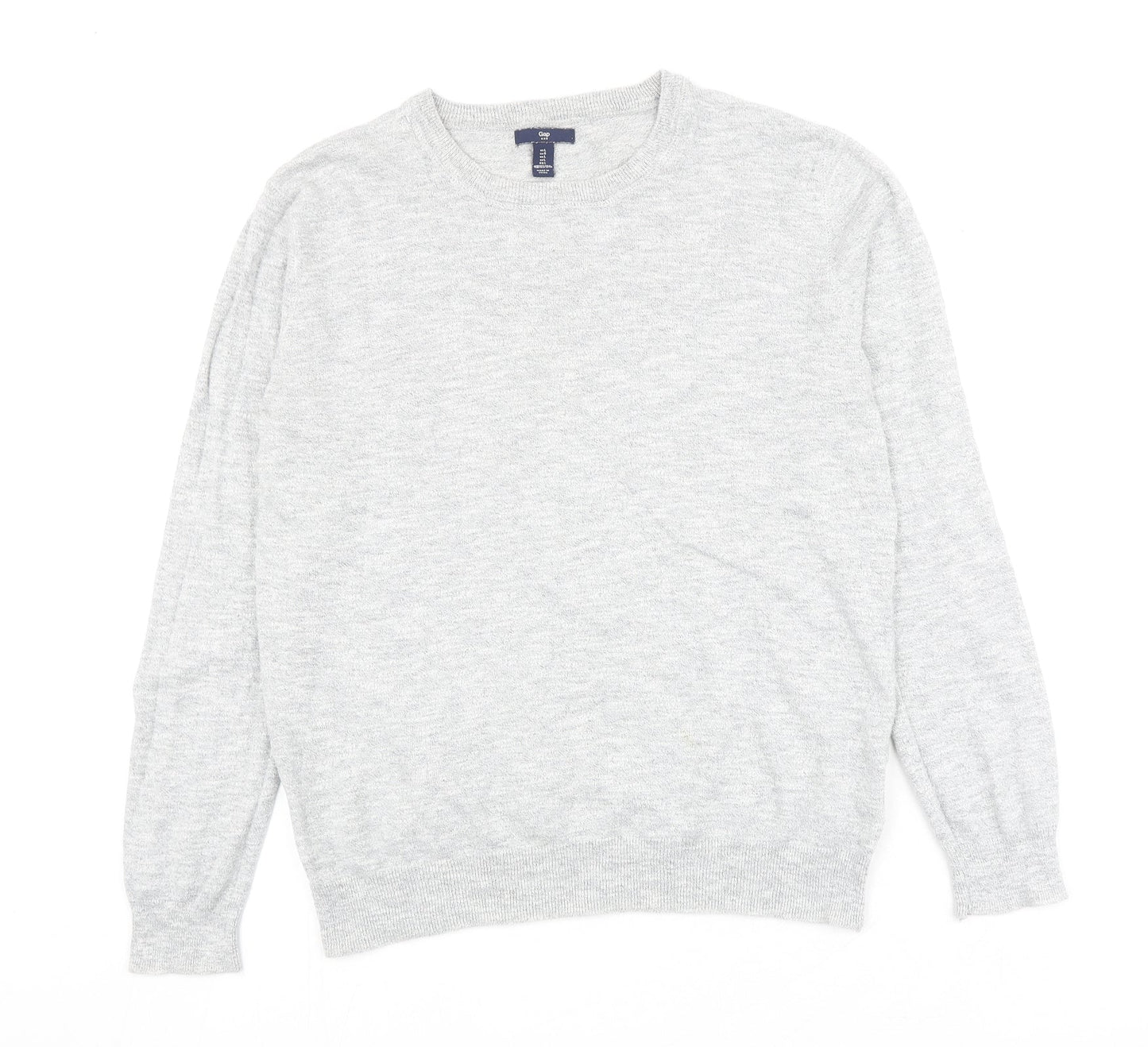 Gap Mens Grey Round Neck Cotton Pullover Jumper Size L Long Sleeve