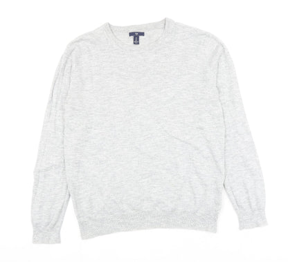 Gap Mens Grey Round Neck Cotton Pullover Jumper Size L Long Sleeve