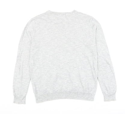 Gap Mens Grey Round Neck Cotton Pullover Jumper Size L Long Sleeve