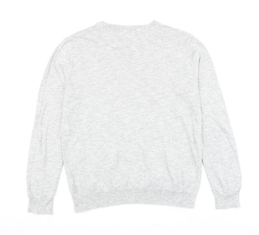 Gap Mens Grey Round Neck Cotton Pullover Jumper Size L Long Sleeve