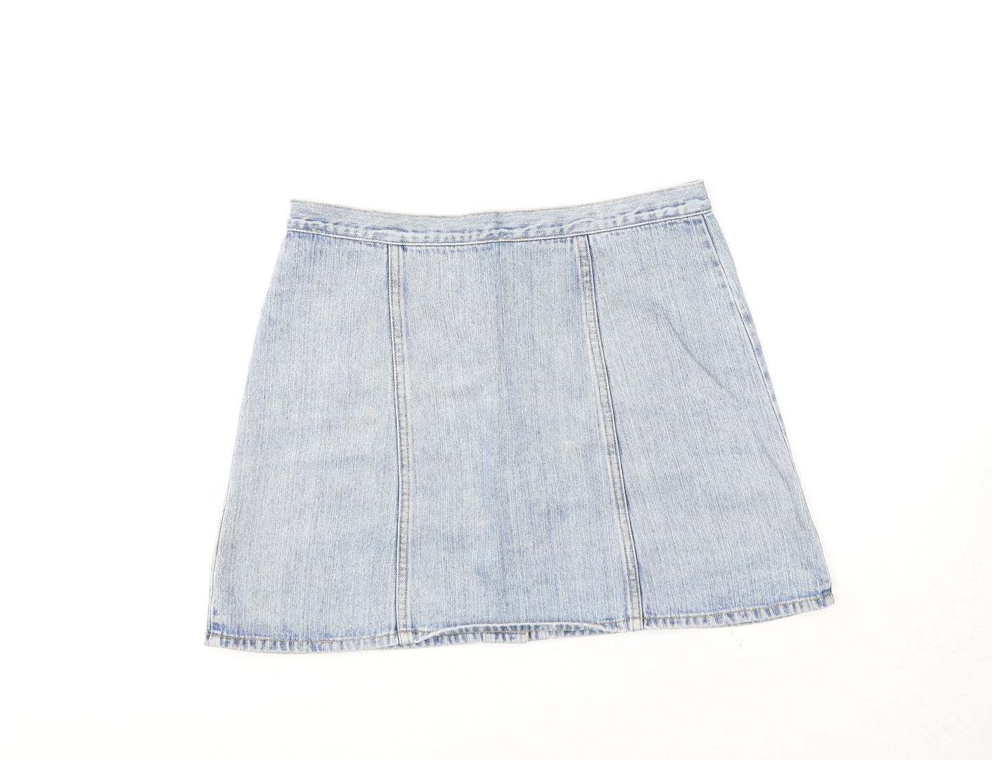 Divided by H&M Womens Blue Cotton A-Line Skirt Size M Button