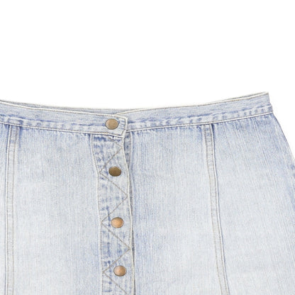 Divided by H&M Womens Blue Cotton A-Line Skirt Size M Button