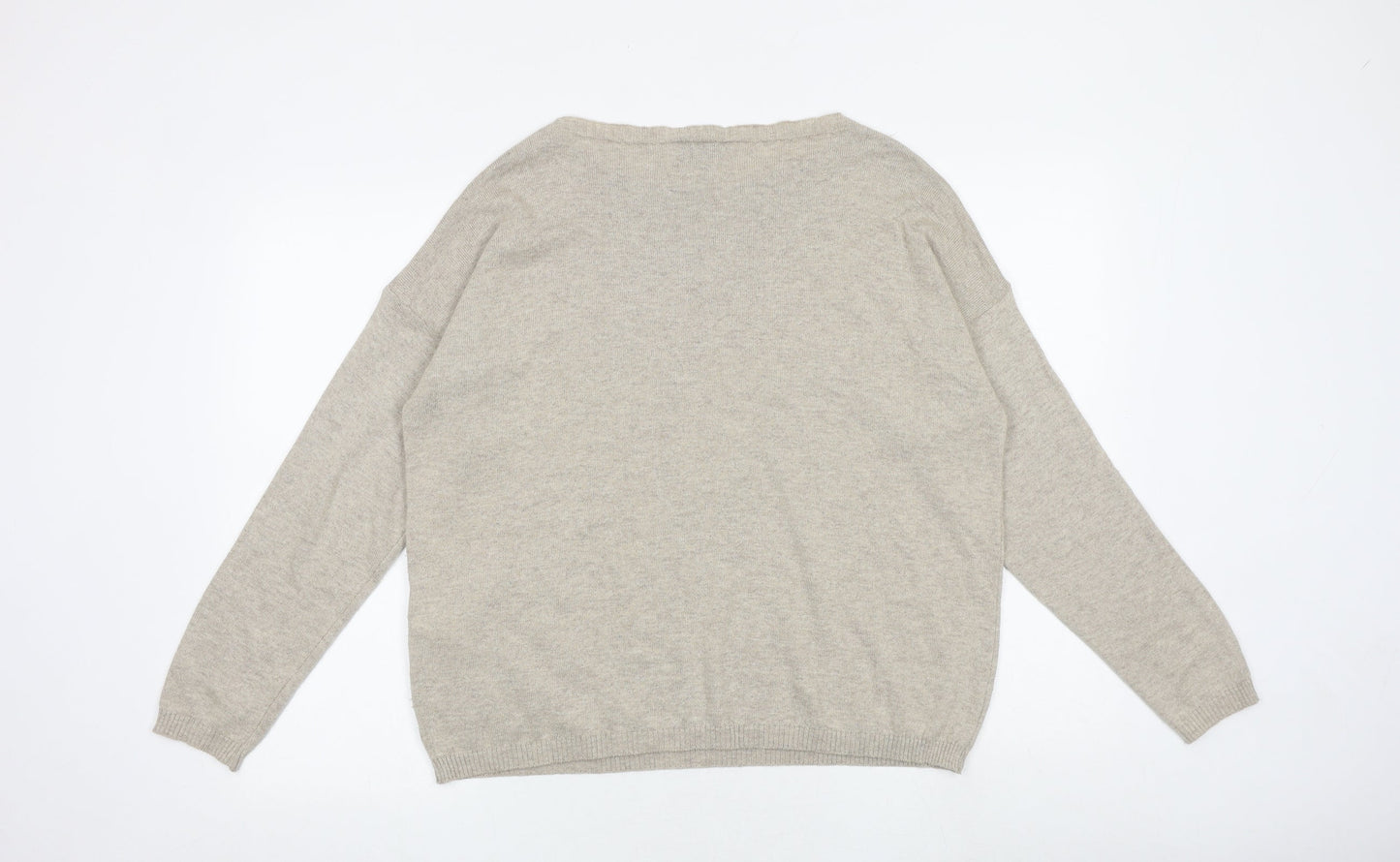 Andamio Womens Beige Round Neck Acrylic Pullover Jumper Size 14