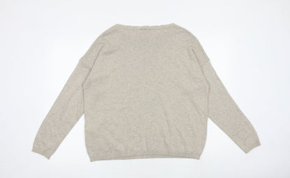Andamio Womens Beige Round Neck Acrylic Pullover Jumper Size 14