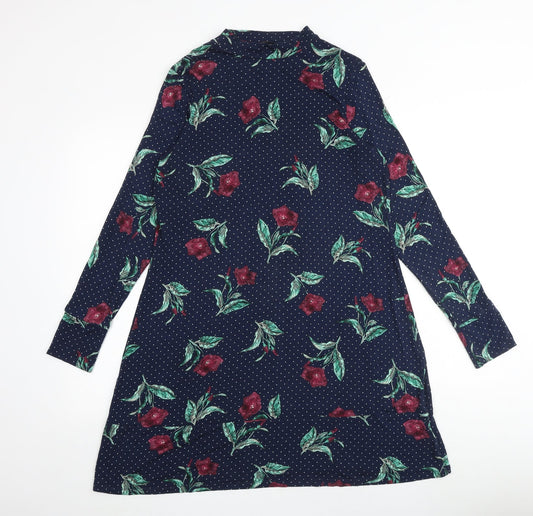 Marks and Spencer Womens Multicoloured Floral Viscose A-Line Size 14 Round Neck Pullover