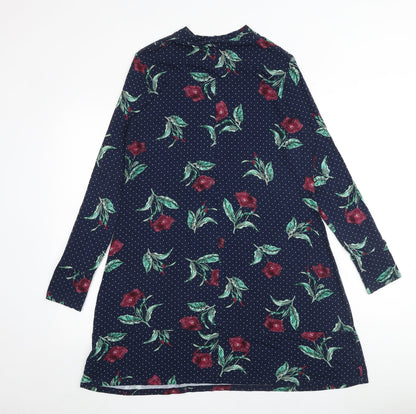 Marks and Spencer Womens Multicoloured Floral Viscose A-Line Size 14 Round Neck Pullover