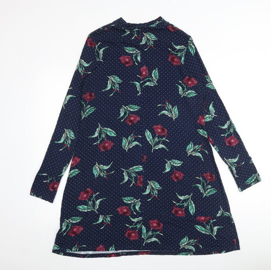 Marks and Spencer Womens Multicoloured Floral Viscose A-Line Size 14 Round Neck Pullover