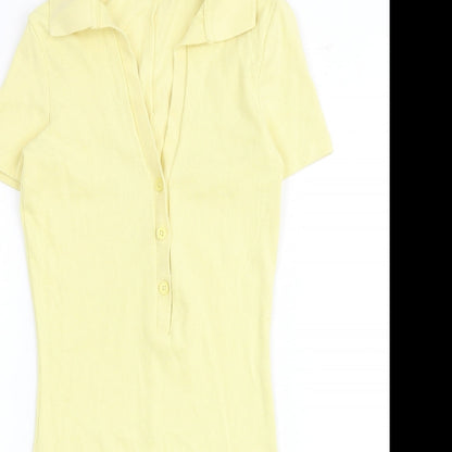 Zara Womens Yellow Polyester Jumpsuit One-Piece Size S Button