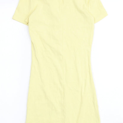 Zara Womens Yellow Polyester Jumpsuit One-Piece Size S Button