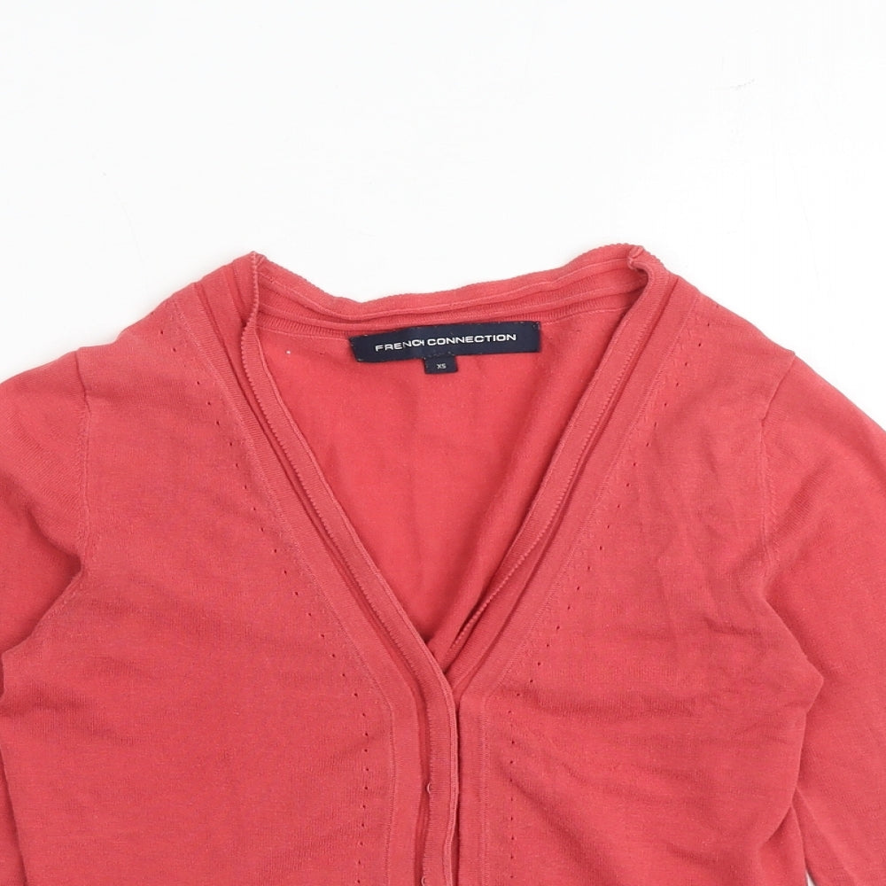 Womens UK Size XS French Connection Pink Cardigan Jumper