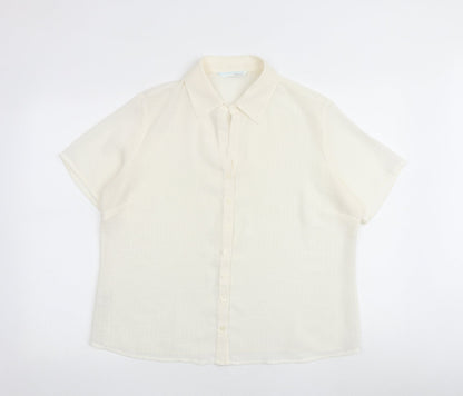 AMARANTO Womens Ivory Polyester Basic Button-Up Size 18 Collared