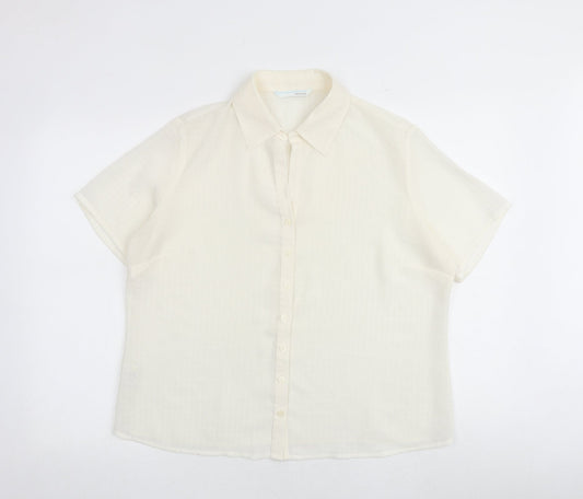 AMARANTO Womens Ivory Polyester Basic Button-Up Size 18 Collared
