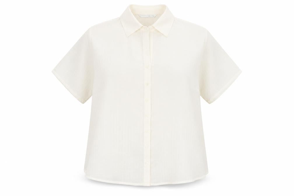 Womens UK Size 18 AMARANTO Ivory Basic Button-Up