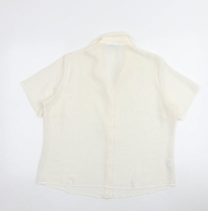 AMARANTO Womens Ivory Polyester Basic Button-Up Size 18 Collared