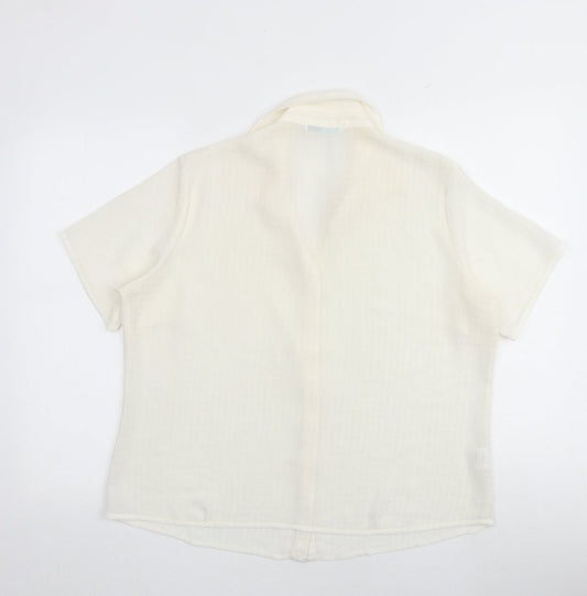 AMARANTO Womens Ivory Polyester Basic Button-Up Size 18 Collared